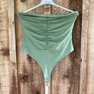 Adreamly GREEN Strapless Ruched Bodysuit